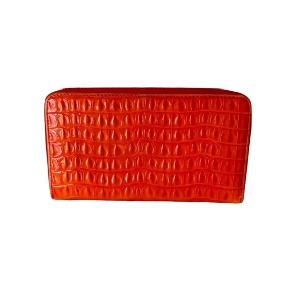 Furla Orange Crocodile Embossed Wallet - Picture 1 of 9